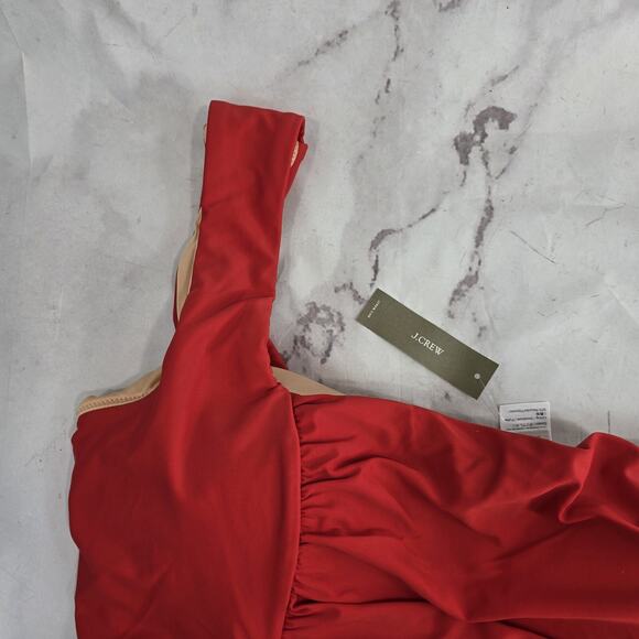 J Crew Swim 24 3X Red One Piece Square Neck Ruched Bikini Coverage - Picture 2 of 14